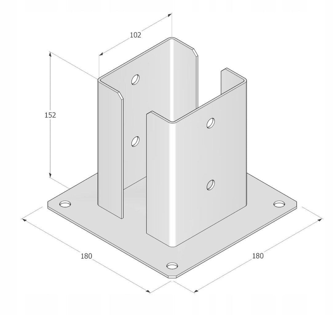 Betooni külge kruvitud masti alus 102x150x2,5mm цена и информация | Aiad ja tarvikud | kaup24.ee