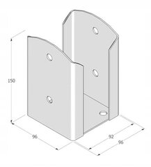 Poltidega kinnitatav posti alus 91x150x2.0mm must цена и информация | Заборы и принадлежности к ним | kaup24.ee