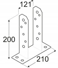 Betooni külge kruvitud posti alus 121x200 mm tsingitud цена и информация | Заборы и принадлежности к ним | kaup24.ee