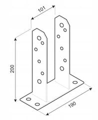 Betooni külge kruvitud posti alus tsingitud 101x200 mm цена и информация | Заборы и принадлежности к ним | kaup24.ee