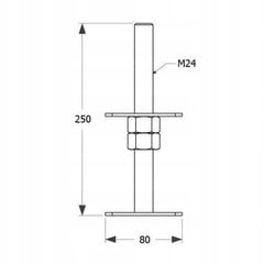 Poltidega reguleeritav posti alus M24 80x250x4mm hind ja info | Aiad ja tarvikud | kaup24.ee