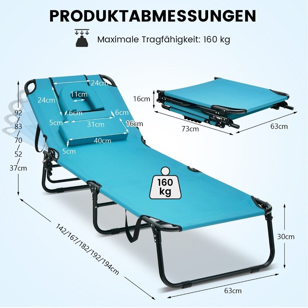 Kokkupandav lamamistool Costway hind ja info | Päevitustoolid | kaup24.ee