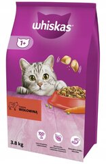 Whiskas kuivtoit täiskasvanud kassidele veiselihaga, 3 x 3.8 kg цена и информация | Сухой корм для кошек | kaup24.ee