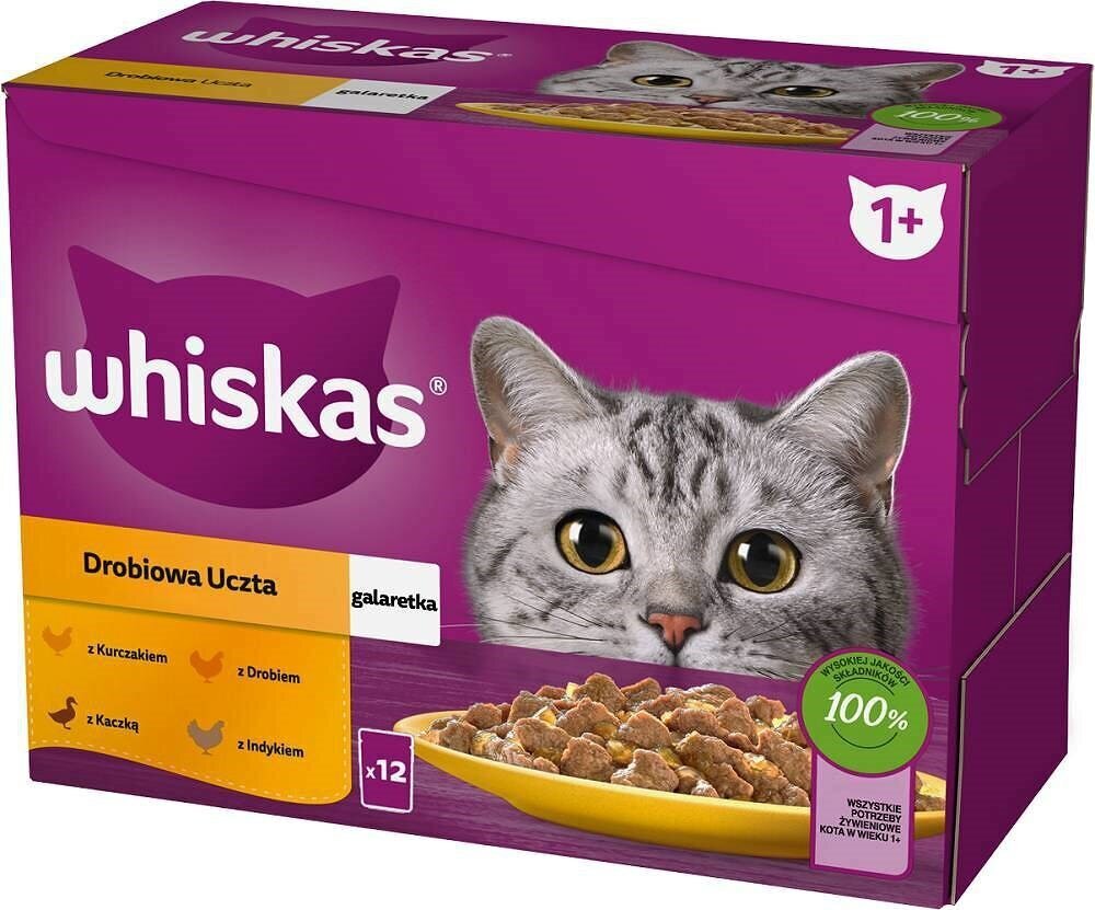 Whiskas märgtoit kassidele kodulinnu-, pardi-, kalkuni ja kanalihaga, 12x85 g цена и информация | Konservid kassidele | kaup24.ee