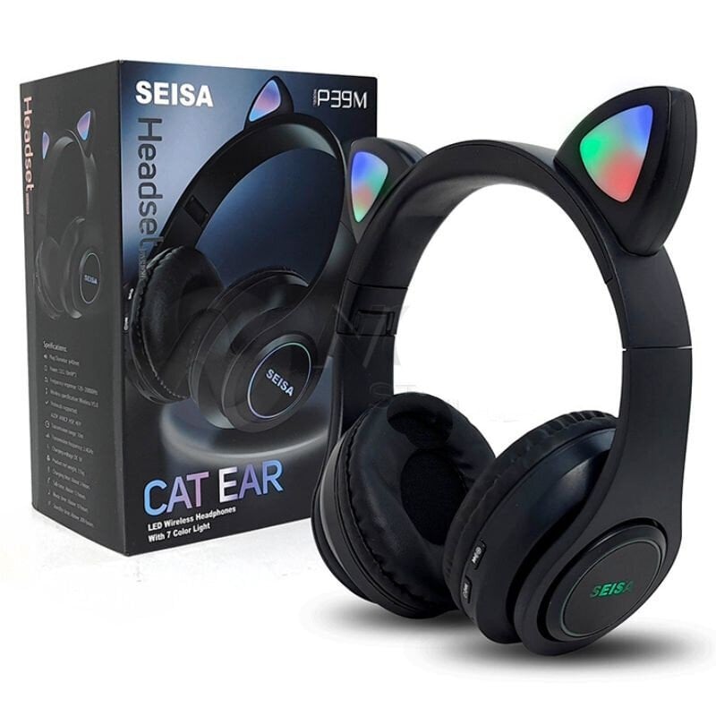 Riff P39M Bluetooth-peakomplekt mikrofoniga + Led Cat Ears Black hind ja info | Kõrvaklapid | kaup24.ee