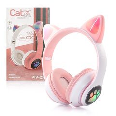 Riff VIV-23M Bluetooth-гарнитура с микрофоном и светодиодом Cat Ears Pink цена и информация | Наушники | kaup24.ee