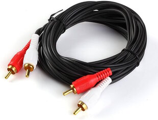 Riff RF990 Аудиокабель с 2x RCA на 2x RCA, позолоченные разъемы длиной 3 м, черный цена и информация | Кабели и провода | kaup24.ee