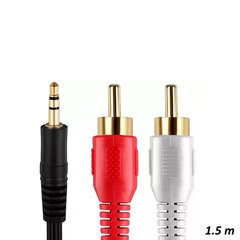 Riff RF010 3,5 mm kuni 2x RCA helikaabel 1,5 m kullatud pistikud hind ja info | Kaablid ja juhtmed | kaup24.ee