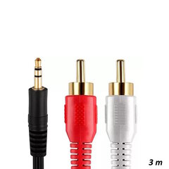 Riff RF027 3,5 mm kuni 2x RCA helikaabel 3 m kullatud pistikud hind ja info | Kaablid ja juhtmed | kaup24.ee