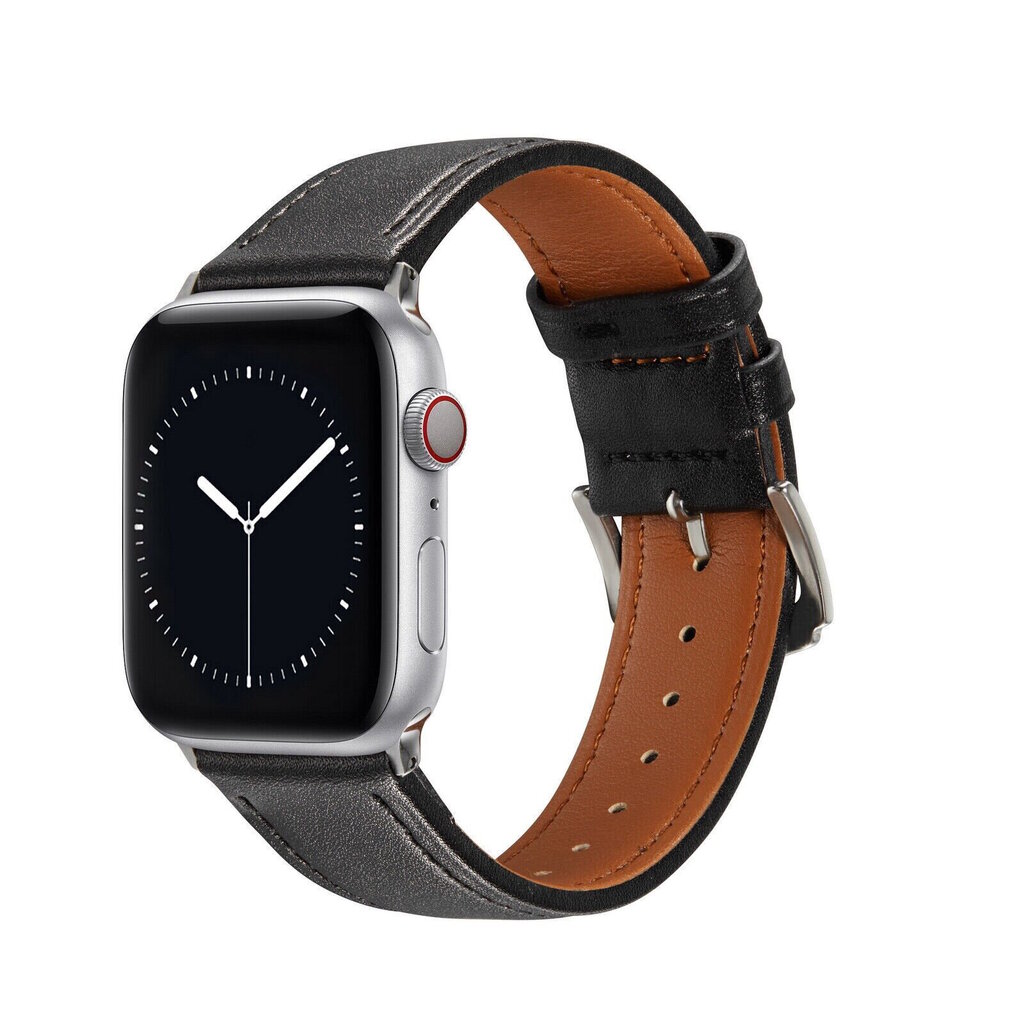 Riff Nahast rihm Apple iWatch seeriale 42 /44 /45 /49 mm, Must цена и информация | Nutikellade ja nutivõrude tarvikud | kaup24.ee