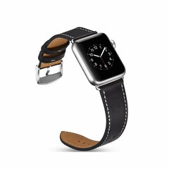 Riff Nahast rihm Apple iWatch seeriale 42 /44 /45 /49 mm, Must hind ja info | Nutikellade ja nutivõrude tarvikud | kaup24.ee