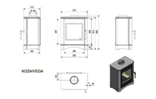 Kamin Kratki Koza/vega/150 6 kW цена и информация | Камины | kaup24.ee