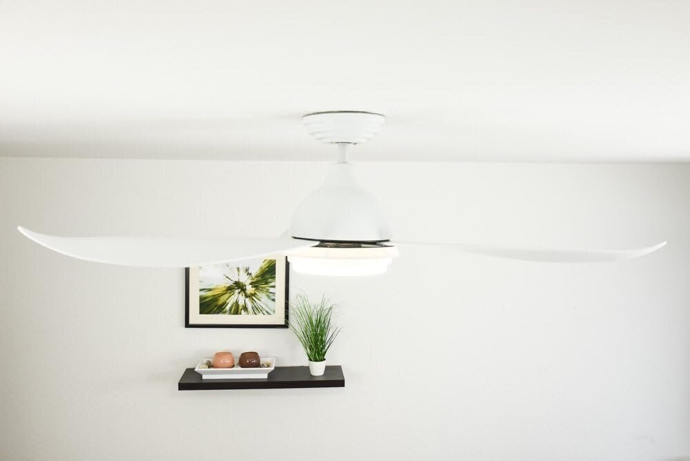 PEPEO - Laeventilaator valgustusega. Väga vaikne kaugjuhtimispuldi ja timmitava LED valgustusega. Ventilaatori läbimõõt 122 cm. Värv: valge [energiaklass F] [energiaklass F] hind ja info | Ventilaatorid | kaup24.ee