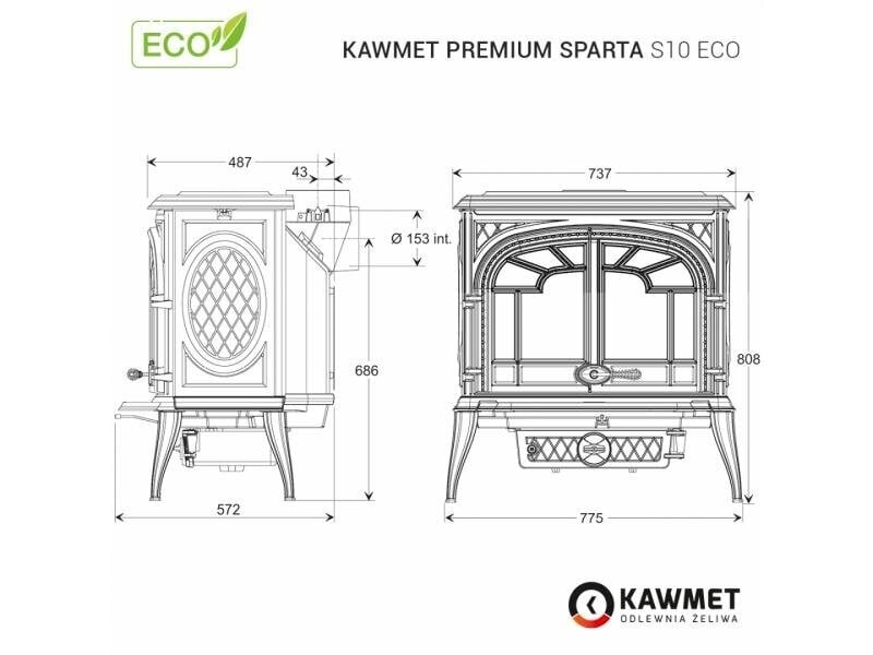 SPARTA S10 valmiskamin malmist 13,9 kW Premium hind ja info | Kaminad | kaup24.ee