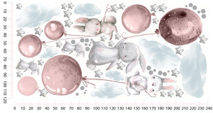 Beebitoa kleebised jänkud õhupallid kaunistus roosa ja hall 120x240 цена и информация | Декоративные наклейки | kaup24.ee