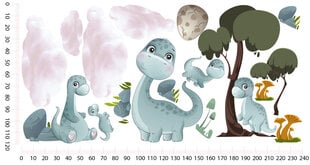 Laste toa kleebised dinosaurused pastelne kaunistus 120x240 цена и информация | Декоративные наклейки | kaup24.ee