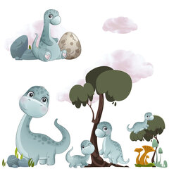 Laste toa kleebised dinosaurused pastelne kaunistus 120x240 hind ja info | Seinakleebised | kaup24.ee