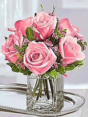 Teemant mosaiik "Pink roses in a vase" 30 x 40 cm hind ja info | Teemantmaalid, teemanttikandid | kaup24.ee