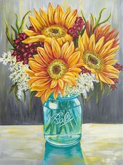 Teemant mosaiik "Sunflowers in a vase" 30 x 40 cm hind ja info | Teemantmaalid, teemanttikandid | kaup24.ee