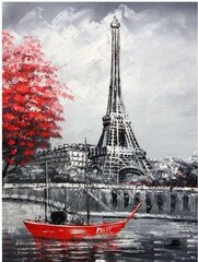 Teemant mosaiik "A red boat in Paris" 30 x 40 cm hind ja info | Teemantmaalid, teemanttikandid | kaup24.ee