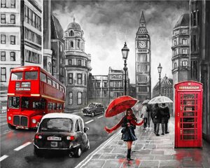 Алмазная мозаика "The red hues of London" 30х40см цена и информация | Алмазная мозаика | kaup24.ee