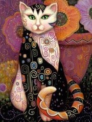 Teemant mosaiik "A cat with ornaments" 30 x 40 cm hind ja info | Teemantmaalid, teemanttikandid | kaup24.ee