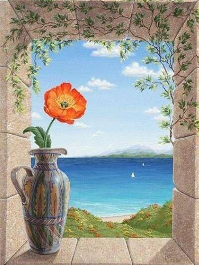 Teemant mosaiik "A pitcher of poppies" 30 x 40 cm цена и информация | Teemantmaalid, teemanttikandid | kaup24.ee