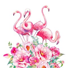 Teemant mosaiik "Pink flamingos in flowers" 30 x 30 cm hind ja info | Teemantmaalid, teemanttikandid | kaup24.ee