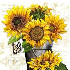 Алмазная мозаика "Sunflowers in a bucket" 30х30см цена и информация | Алмазная мозаика | kaup24.ee