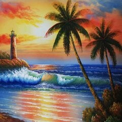 Алмазная мозаика "Lighthouse at sunset" 30х30см цена и информация | Алмазная мозаика | kaup24.ee