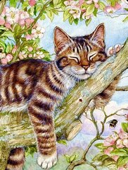 Teemant mosaiik "A kitten in a tree" 30 x 40 cm hind ja info | Teemantmaalid, teemanttikandid | kaup24.ee