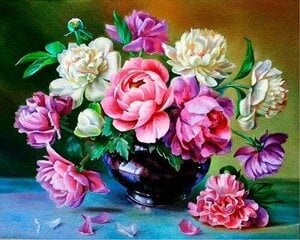 Алмазная мозаика "Peonies in a vase" 30х40см цена и информация | Алмазная мозаика | kaup24.ee