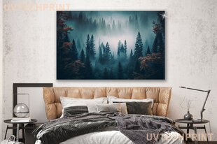 Klaasi maalimine männimets mägedes udune loodus 130x83 cm цена и информация | Детали интерьера | kaup24.ee