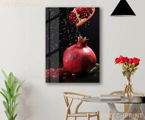 Klaasi maalimine granaatõuna viljad mustal taustal 60x90 cm цена и информация | Детали интерьера | kaup24.ee