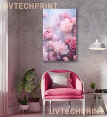 Klaasi maalimine roosa lilled pastelses udus 23x36 cm hind ja info | Sisustuselemendid | kaup24.ee