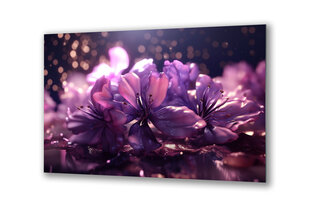 Klaasi maalimine lillad lilled vannituppa 130x83 cm hind ja info | Sisustuselemendid | kaup24.ee