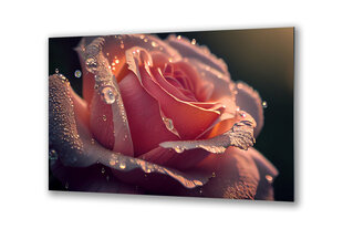 Klaasi maalimine lilled roosa roosi kaste 36x23 cm hind ja info | Sisustuselemendid | kaup24.ee