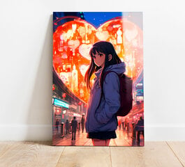 Klaasi maalimine anime stiilis tüdruku süda 60x90 cm цена и информация | Детали интерьера | kaup24.ee