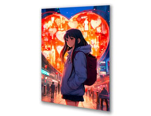 Klaasi maalimine anime stiilis tüdruku süda 60x90 cm цена и информация | Детали интерьера | kaup24.ee