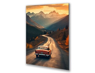 Klaasi maalimine mägitee vana auto retro 60x90 cm цена и информация | Детали интерьера | kaup24.ee