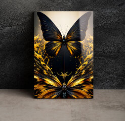 Klaasi maalimine liblikas must kuld 23x36 cm цена и информация | Детали интерьера | kaup24.ee