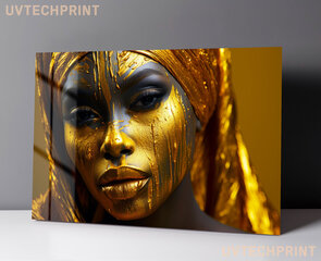 Klaasi maalimine must naine kuld 36x23 cm цена и информация | Детали интерьера | kaup24.ee