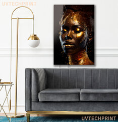 Klaasi maalimine must naine kuldne 83x130 cm цена и информация | Детали интерьера | kaup24.ee