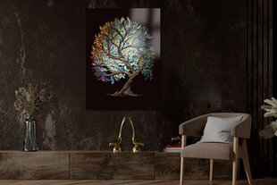 Klaasi maalimine vitraaž elupuu mustal taustal 60x90 cm цена и информация | Картины, живопись | kaup24.ee