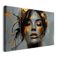 Moodne lõuendimaal elutuppa Naise nägu kuldses toonis 80x120cm цена и информация | Настенные деревянные декорации | kaup24.ee