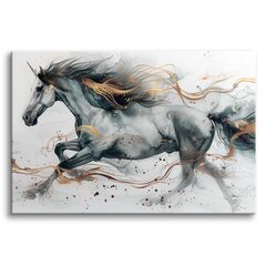 Lõuendist seinamaali elutuppa hobuse galopp kuld 80x120cm цена и информация | Картины, живопись | kaup24.ee