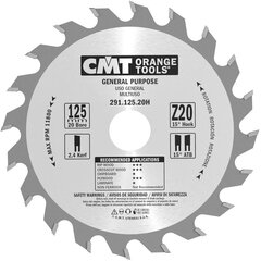 291.125.20H CMT Puusaag 125x20x20Z / universaalne saagimine hind ja info | Elektrilised saed, mootorsaed ja tarvikud | kaup24.ee