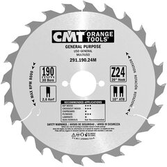 291.190.24E CMT Пила по дереву 184x16x24Z / универсальная пила цена и информация | Пилы, циркулярные станки | kaup24.ee