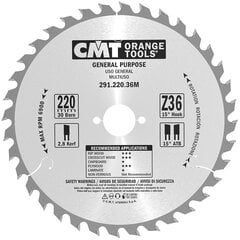 291.220.36M CMT Puidulõikussaag 220x30x36Z / universaalne lõikamine hind ja info | Elektrilised saed, mootorsaed ja tarvikud | kaup24.ee