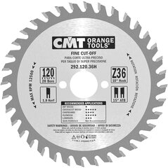 292.125.36H CMT Пила по дереву 125x20x36Z / поперечный распил / фанера цена и информация | Пилы, циркулярные станки | kaup24.ee